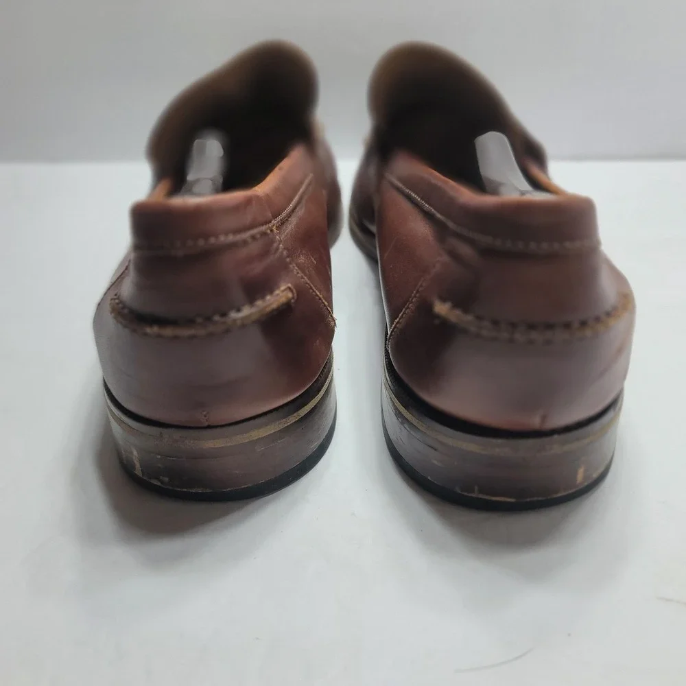 Joseph Abboud Mens Penny Loafer Brown Leather Slip On Dress Shoes 41RZ41 Size 13